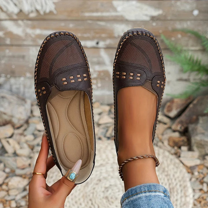 Breathable Perforated Loafers — women's loafers in coffee