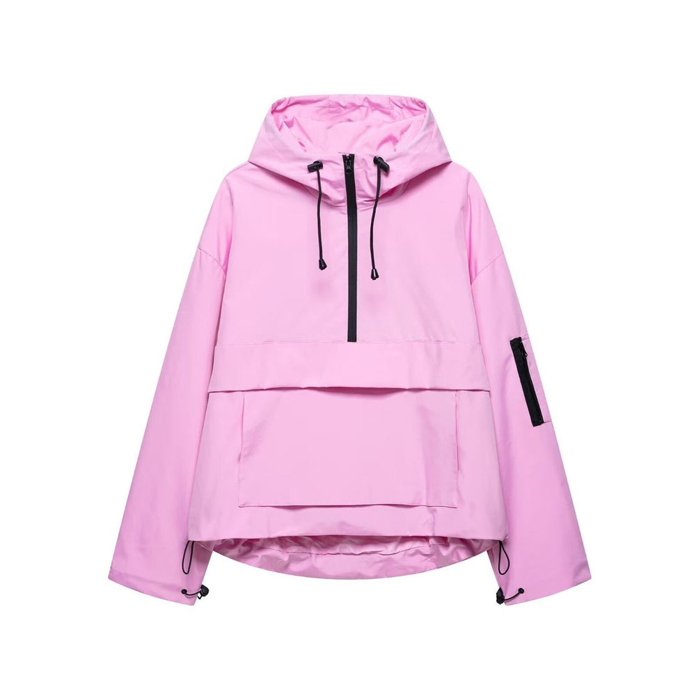 Hooded Windproof Rain Jacket — women's rain jacket in schwarz