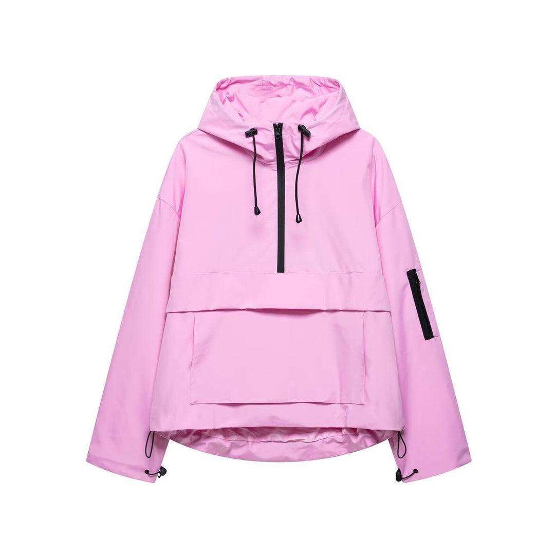 Hooded Windproof Rain Jacket — women's rain jacket in schwarz