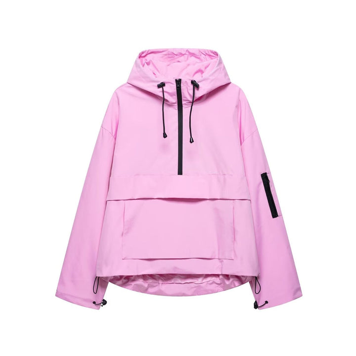 Hooded Windproof Rain Jacket — women's rain jacket in schwarz