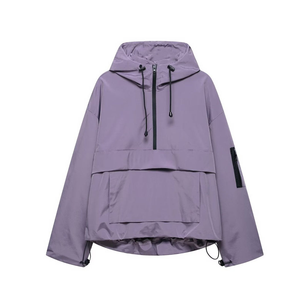 Hooded Windproof Rain Jacket — women's rain jacket in lila