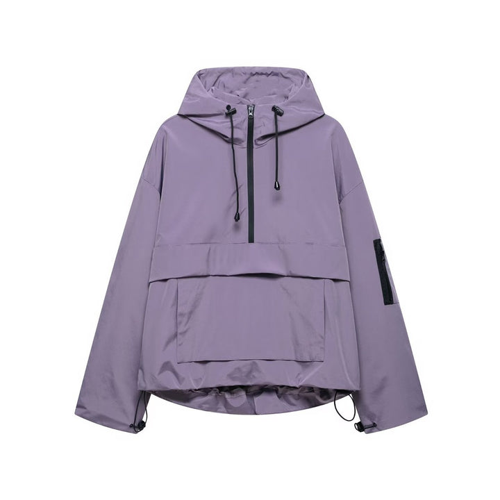 Hooded Windproof Rain Jacket — women's rain jacket in lila