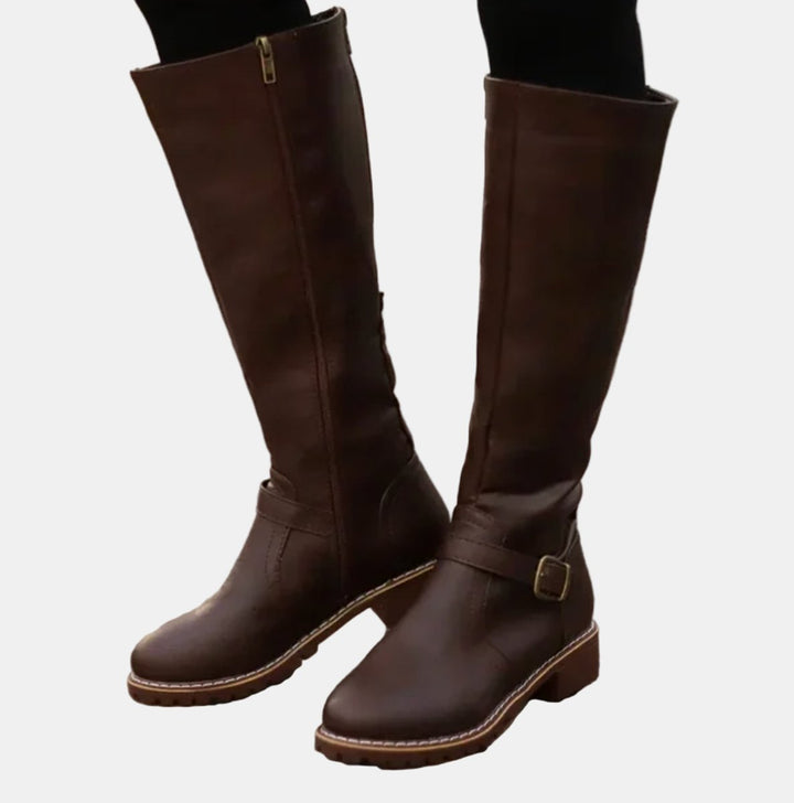 Flat Riding Knee High Boots — knee high boots for women in schwarz