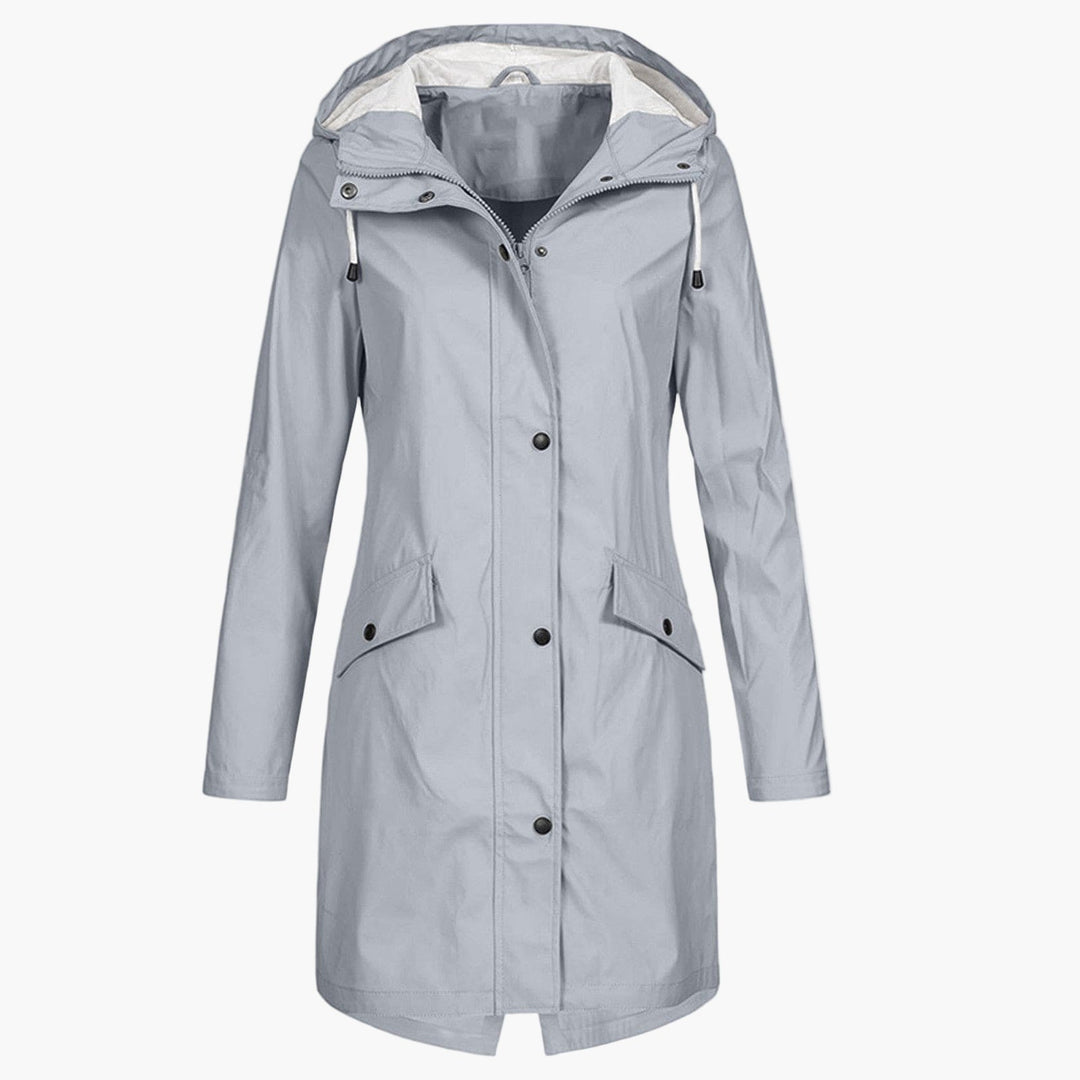 Hooded Waterproof Rain Jacket — women's rain jacket in gray