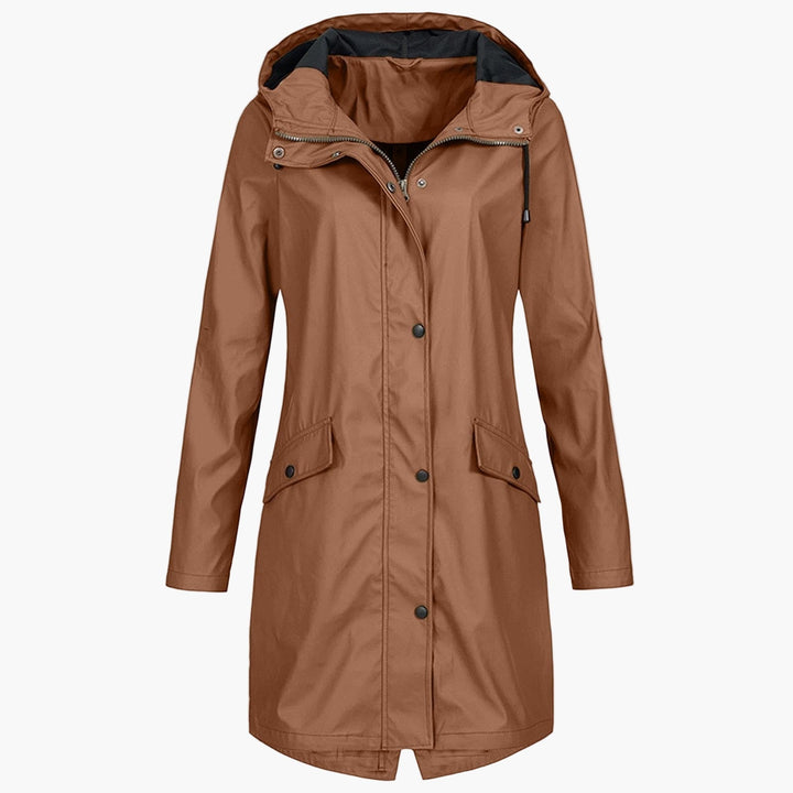 Hooded Waterproof Rain Jacket — women's rain jacket in navy blue