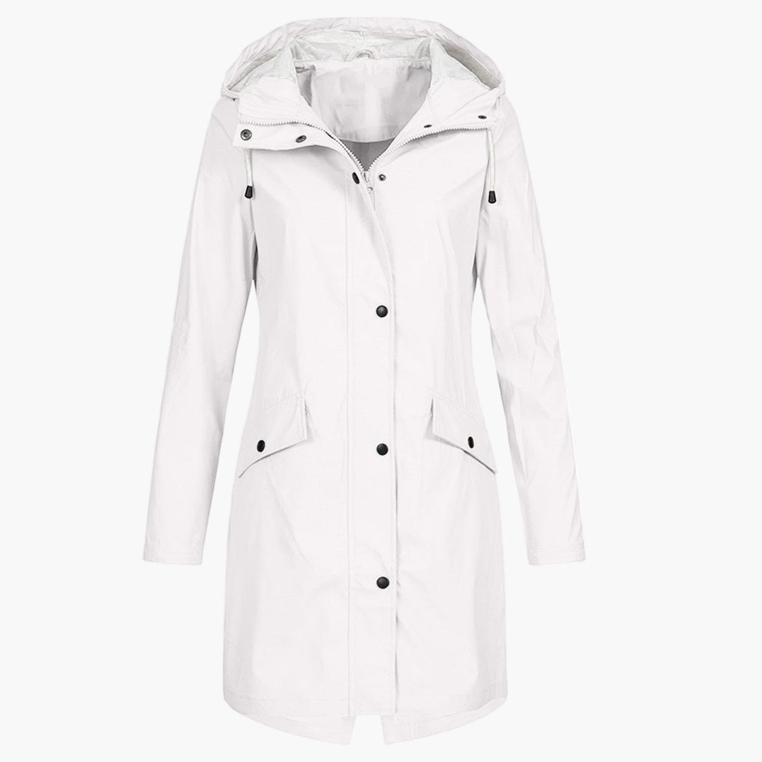 Hooded Waterproof Rain Jacket — women's rain jacket in white