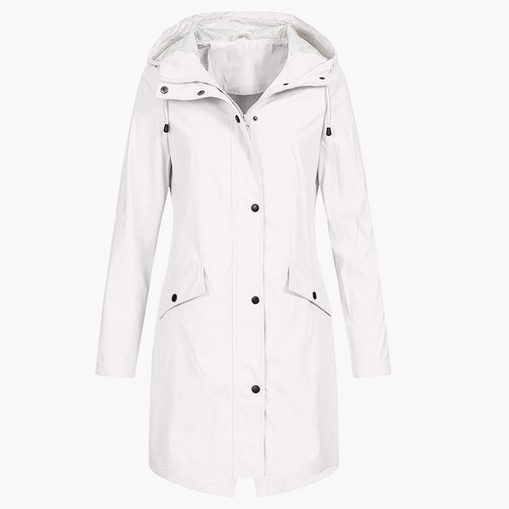 Hooded Waterproof Rain Jacket — women's rain jacket in white