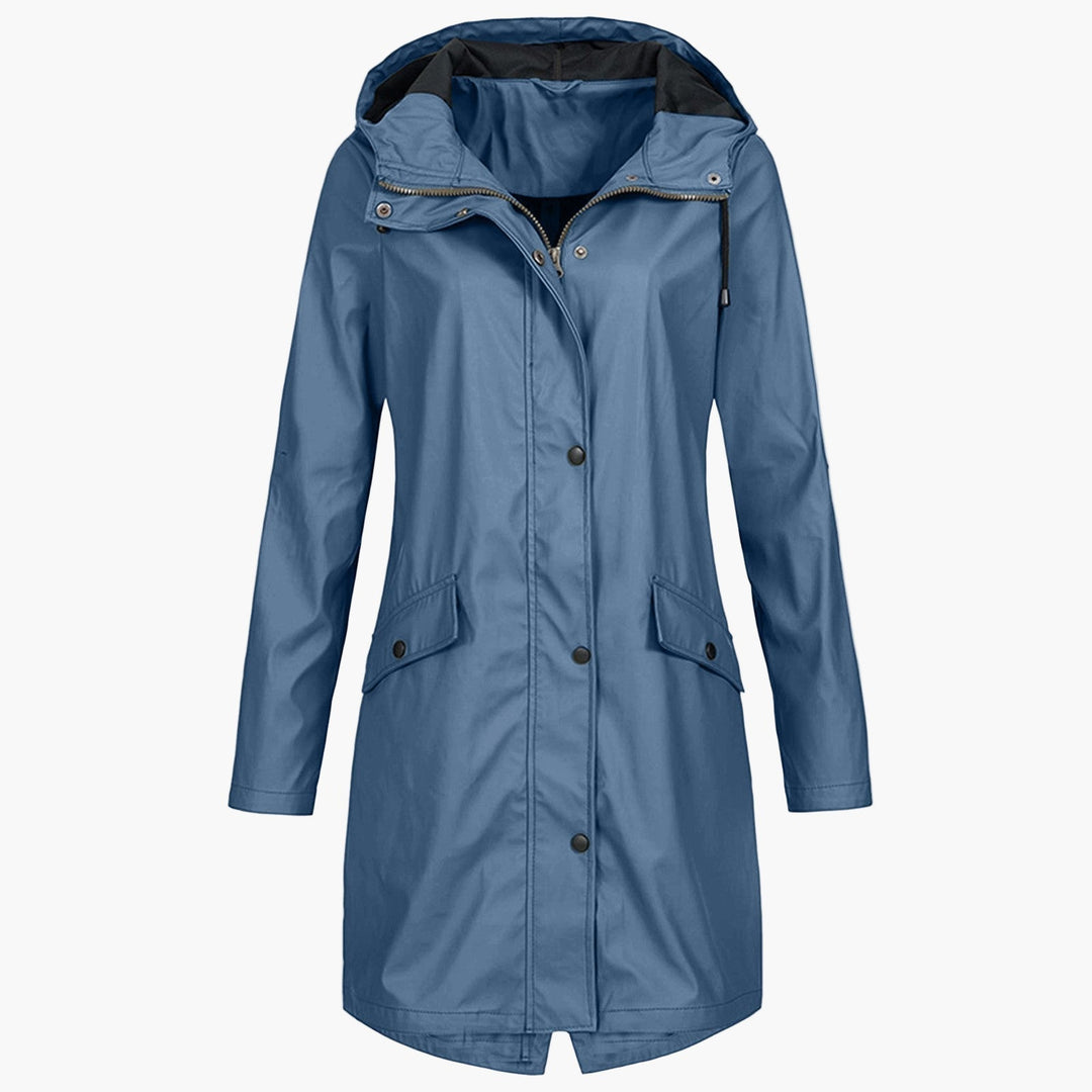 Hooded Waterproof Rain Jacket — women's rain jacket in blue