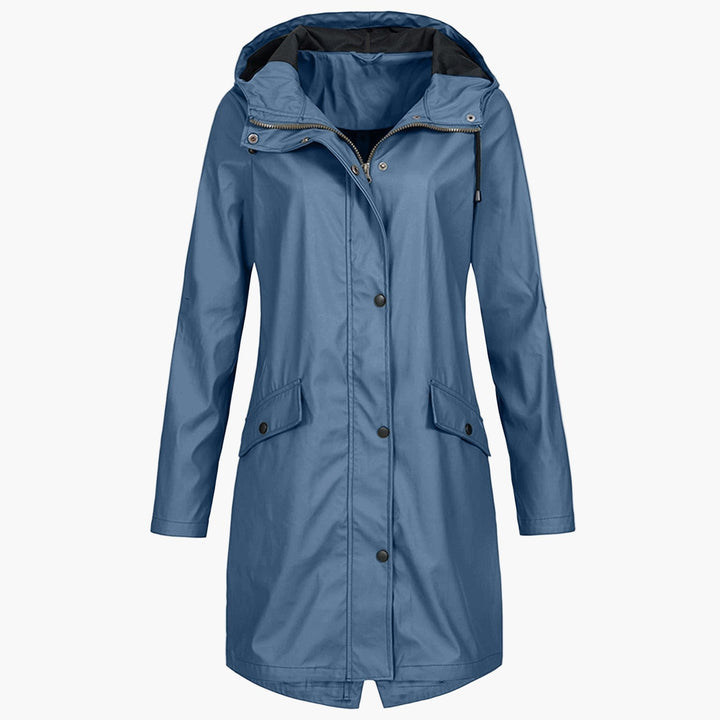 Hooded Waterproof Rain Jacket — women's rain jacket in blue