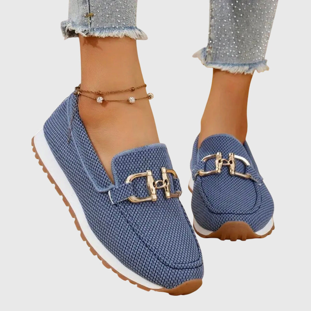 Soft Knit Slip On Loafers — women's loafers in blue