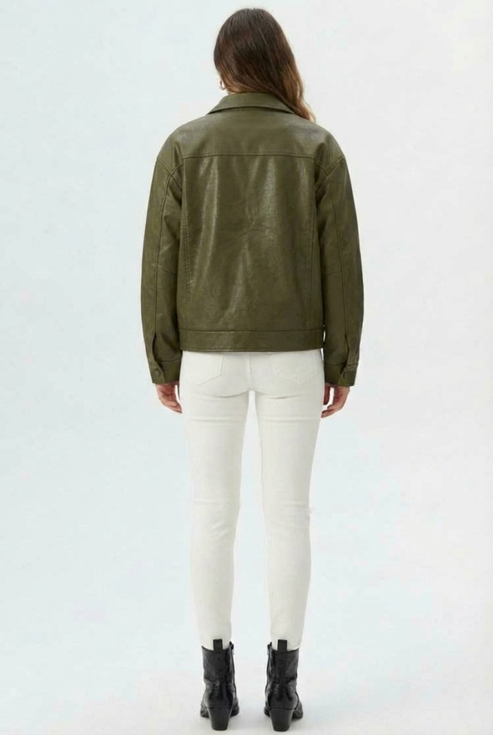 Relaxed Oversized Faux Leather Jacket for women - view 19
