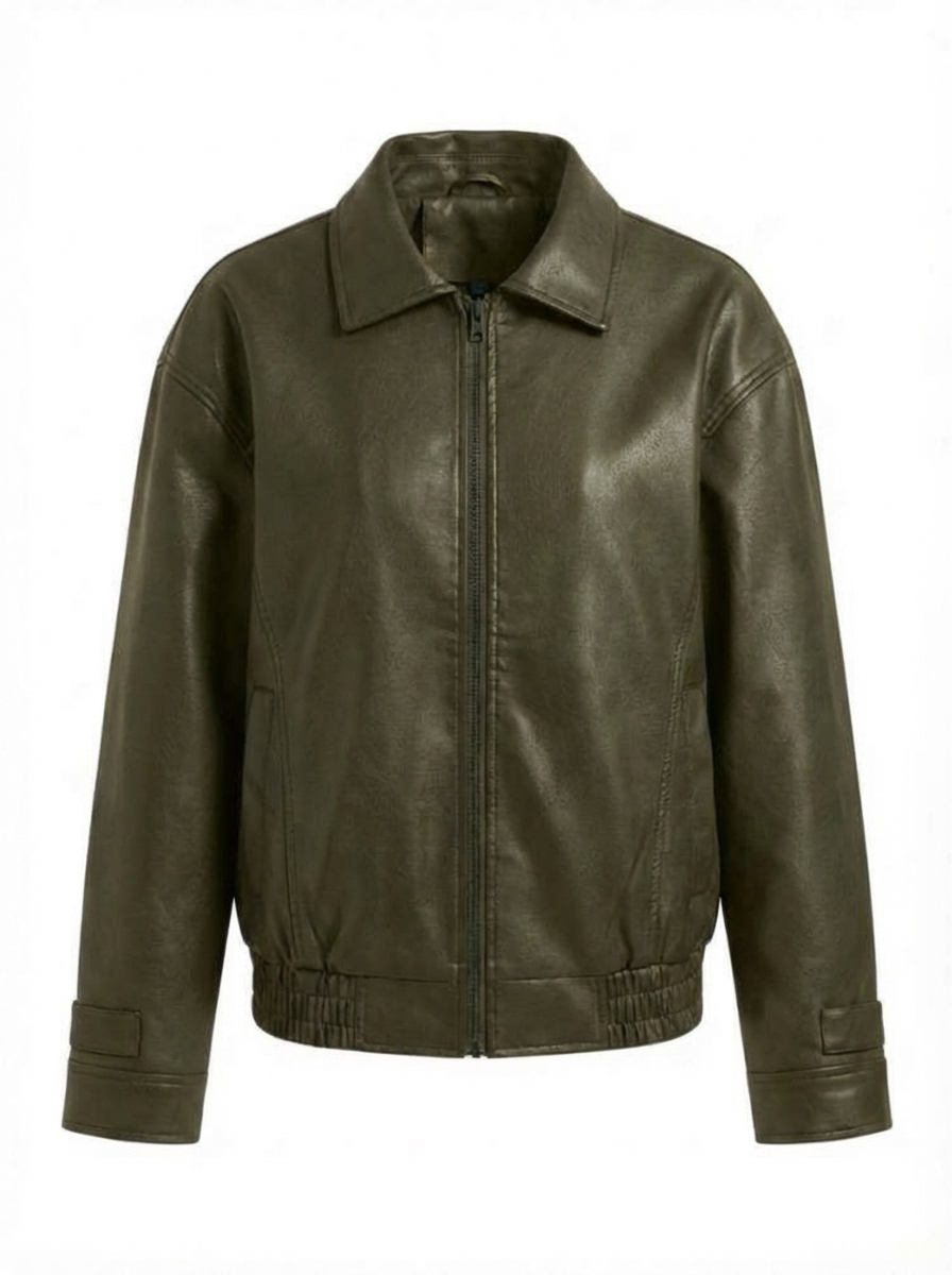 Relaxed Oversized Faux Leather Jacket for women - view 20