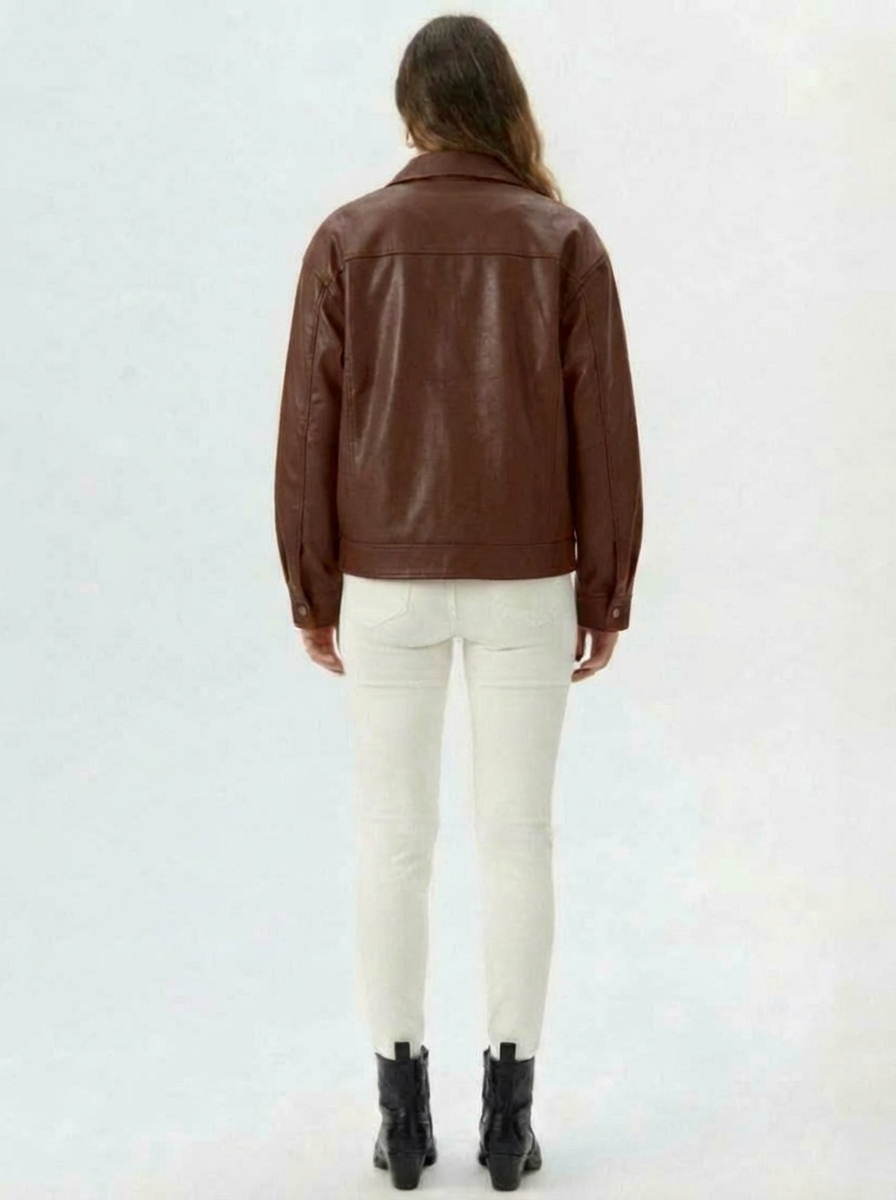 Relaxed Oversized Faux Leather Jacket for women - view 12