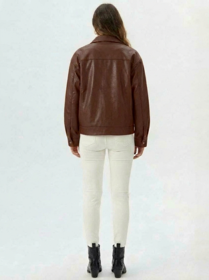 Relaxed Oversized Faux Leather Jacket for women - view 12