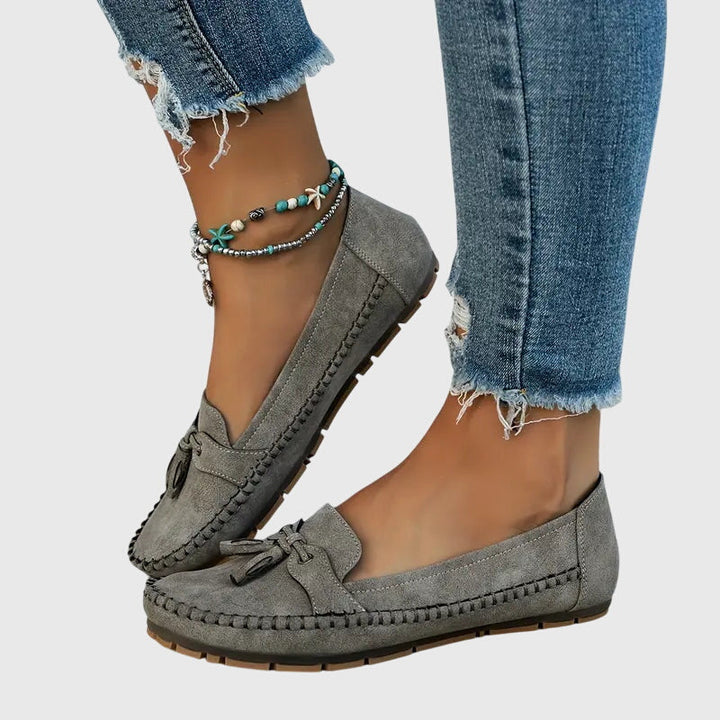 Bow Detail Slip On Loafers — women's loafers in blue