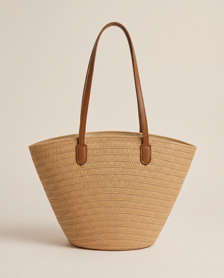 Yolande | Woven Tote Shoulder Bag for Women - angled view