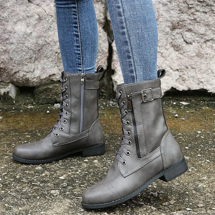 Nolwenn | Lace Up Combat Boots for Women - angled view