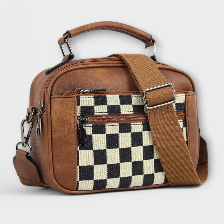 Cunegonde | Checkered Crossbody Bag for Women - worn view