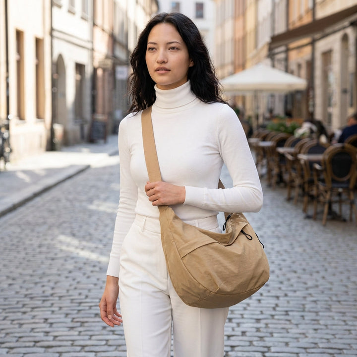 Zelina | Crescent Crossbody Bag for Women - side view