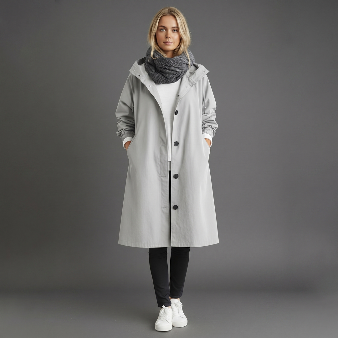Waterproof Hooded Trench Coat — trench coat for women in green