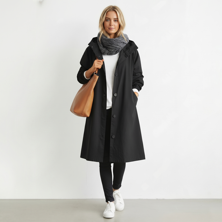 Waterproof Hooded Trench Coat — trench coat for women in blue