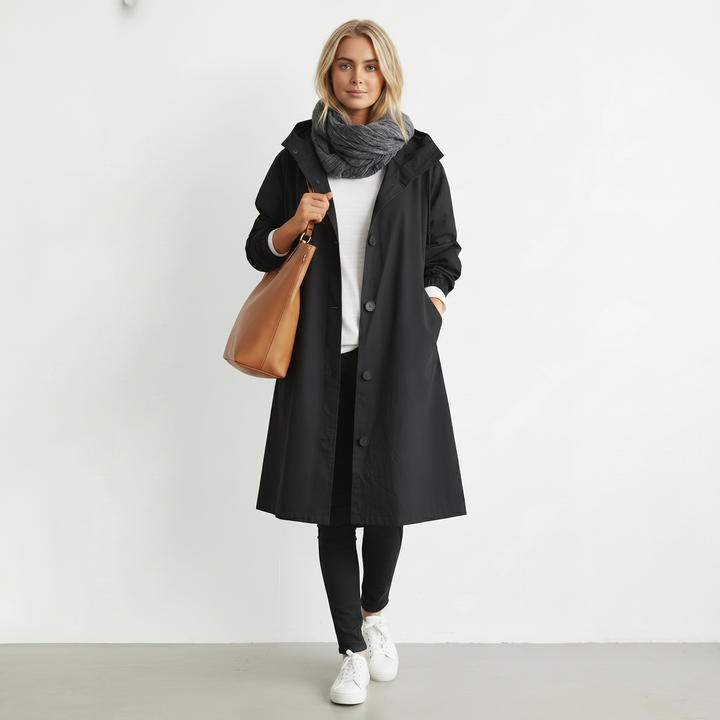 Waterproof Hooded Trench Coat — trench coat for women in black