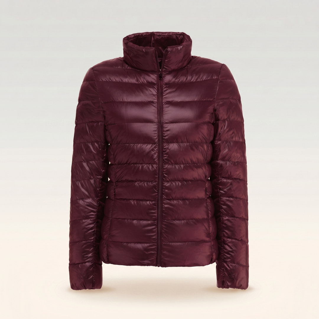 Ghislaine Ultralight Padded Puffer Jacket Packable for Women in Burgundy