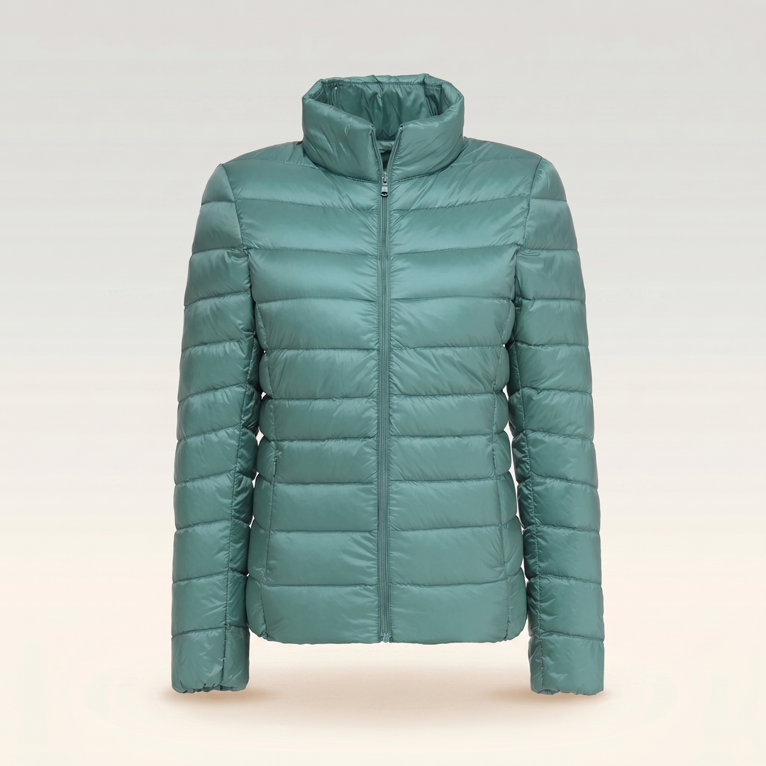 Ghislaine Ultralight Padded Puffer Jacket Packable for Women in Pea Green