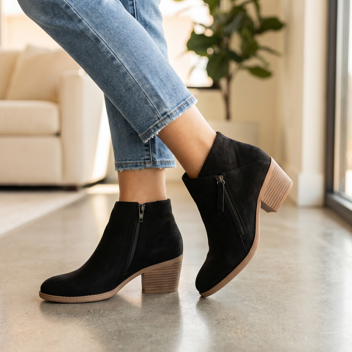 Suede Block Heel Ankle Boots — ankle boots for women in caramel