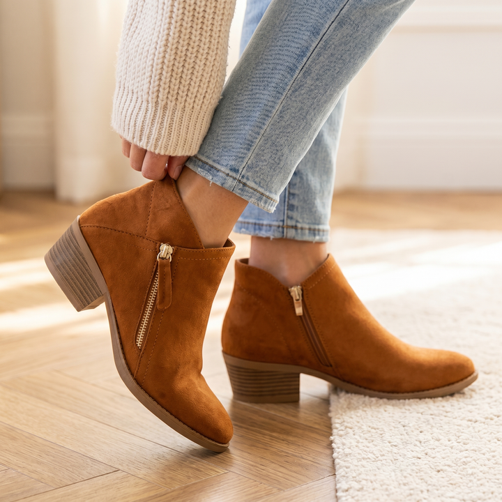 Suede Block Heel Ankle Boots — ankle boots for women in black