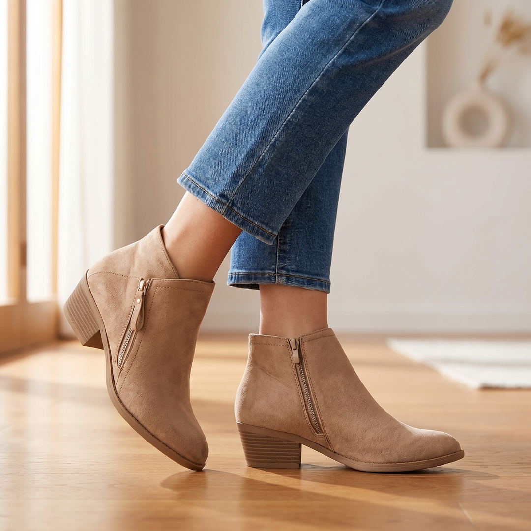 Suede Block Heel Ankle Boots — ankle boots for women in blue