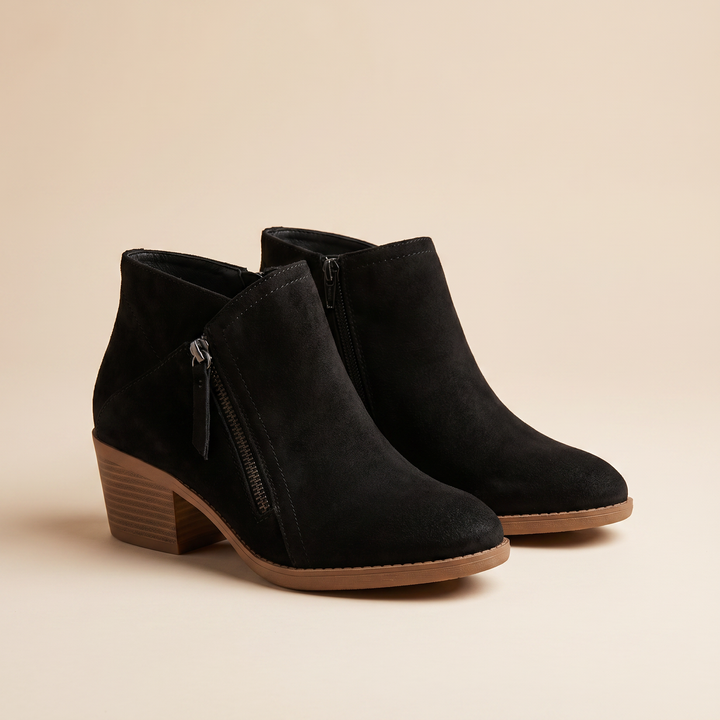 Suede Block Heel Ankle Boots — ankle boots for women in blue