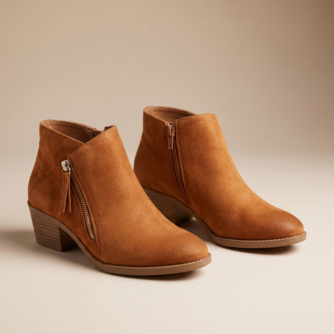 Suede Block Heel Ankle Boots — ankle boots for women in caramel