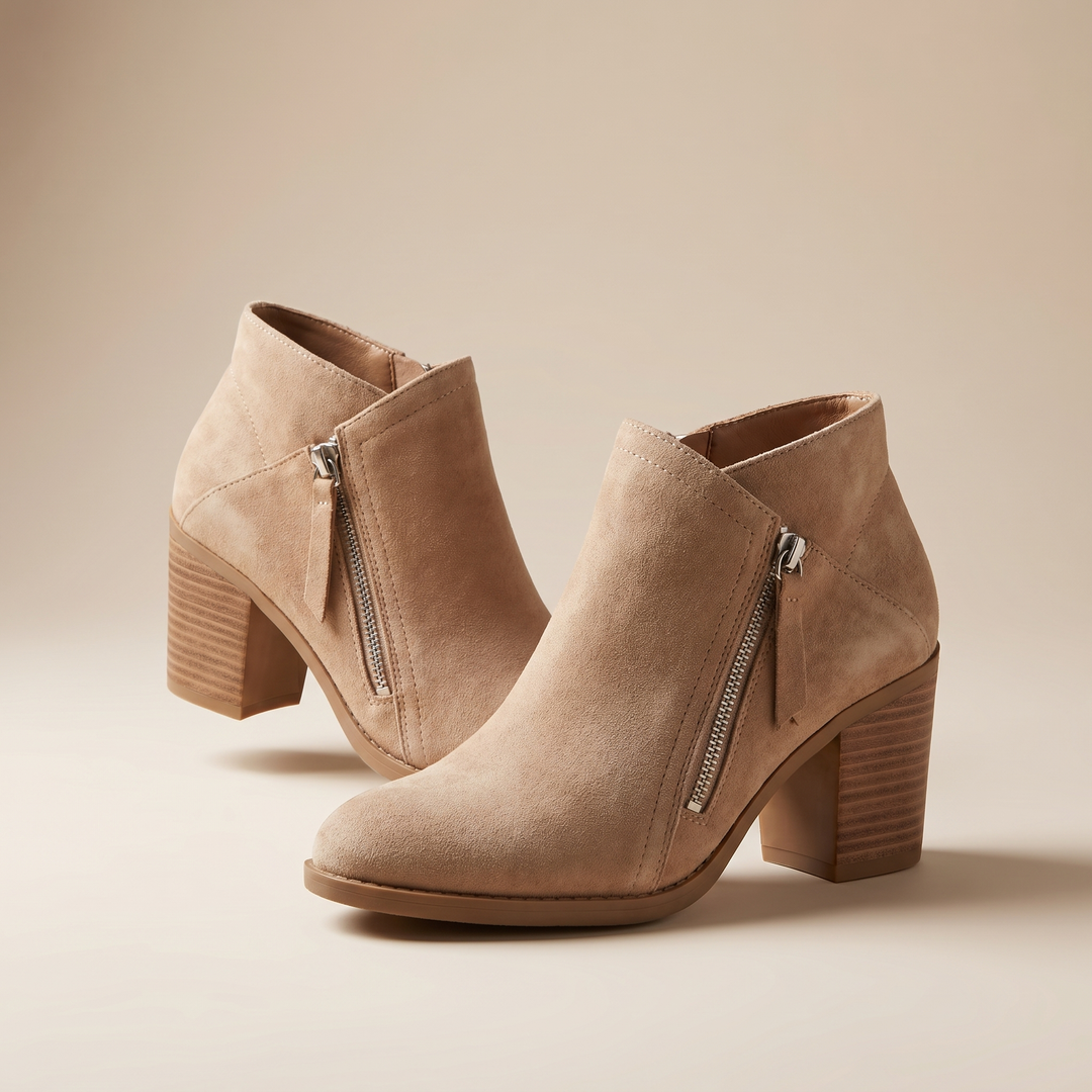 Suede Block Heel Ankle Boots — ankle boots for women in caramel