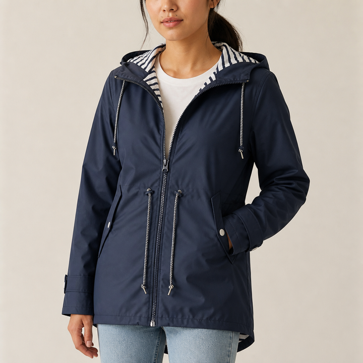 Packable Waterproof Rain Jacket — women's rain jacket in dark blue