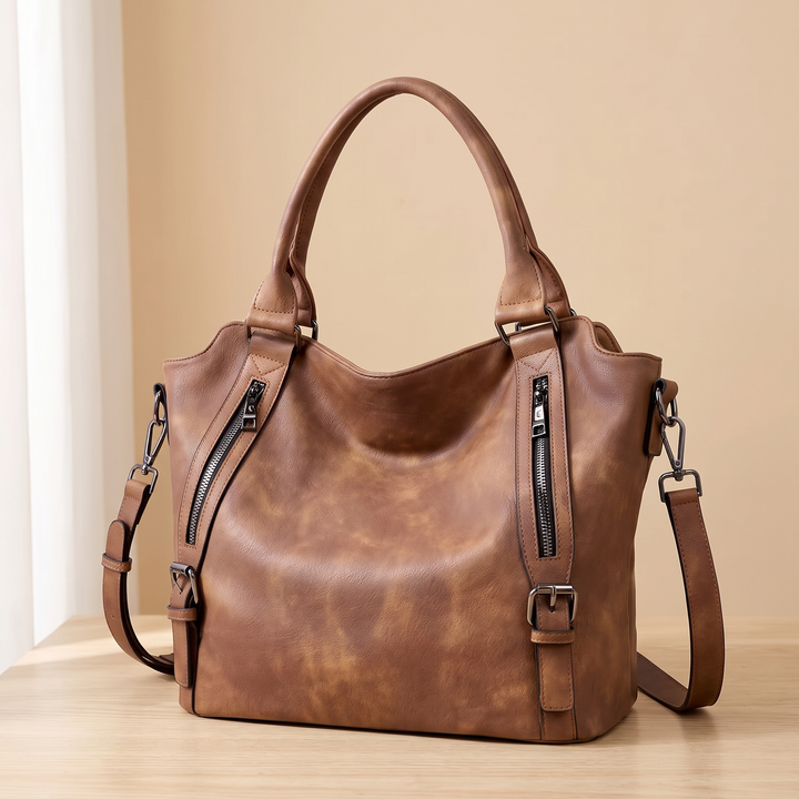 Anaelle | Leather Shoulder Tote Bag for Women - front view