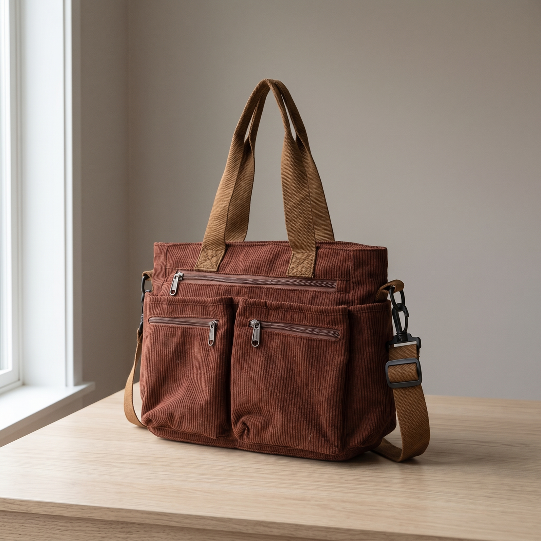 Hermine | Brown Shoulder Tote Bag for Women - front view
