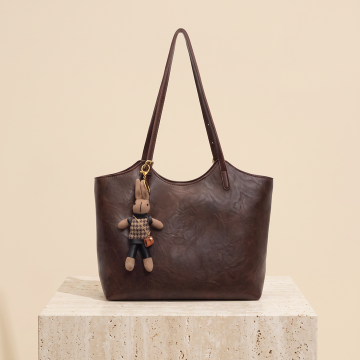 Idalie | Soft Leather Shoulder Tote Bag for Women - front view