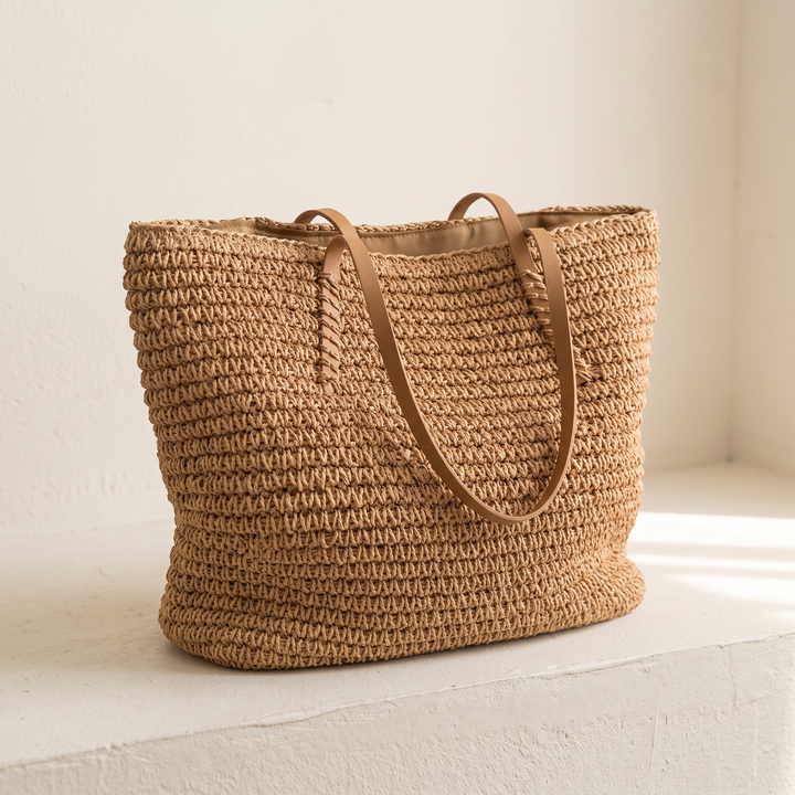 Adelaide | Straw Woven Shoulder Bag for Women - front view