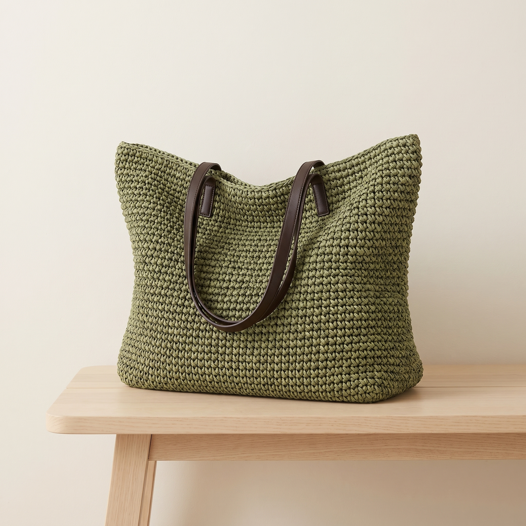 Xaviere | Woven Straw Shoulder Bag for Women - front view
