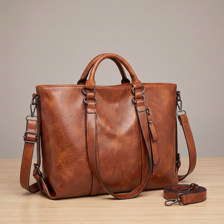 Ghislaine | Brown Shoulder Tote Bag for Women - front view