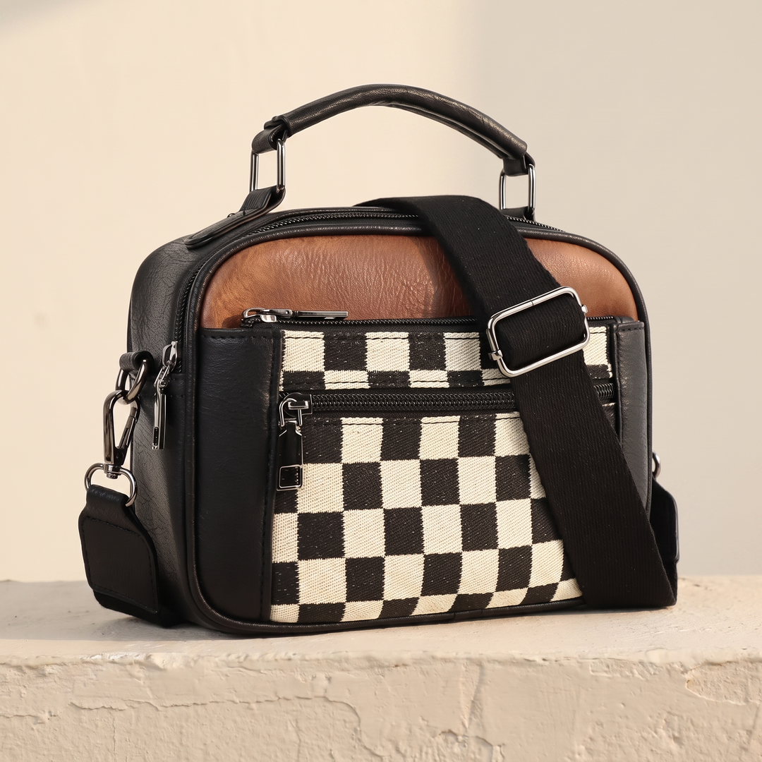 Cunegonde | Checkered Crossbody Bag for Women - front view