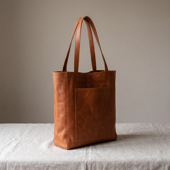 Huguette | Leather Shoulder Tote Bag for Women - front view