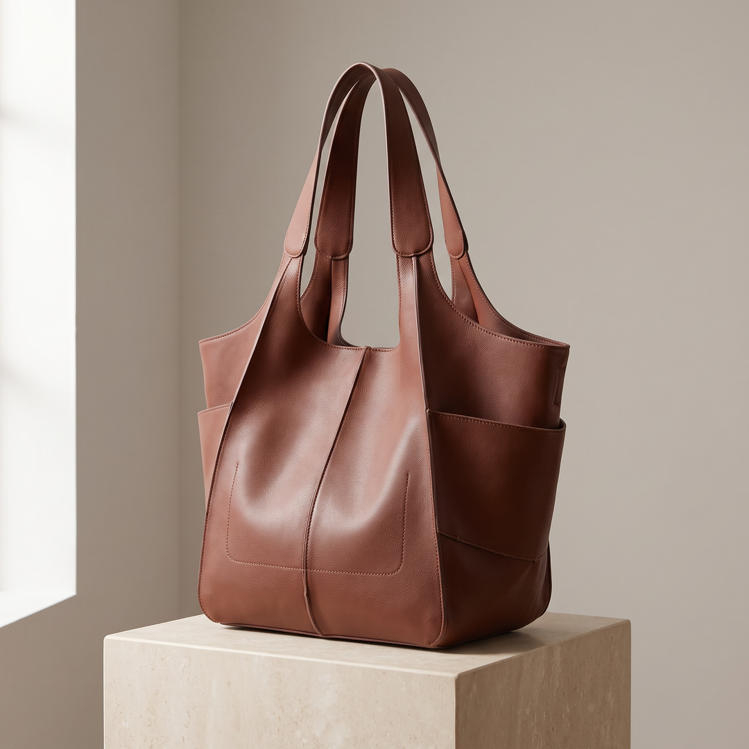 Florine | Large Leather Tote Bag for Women - front view