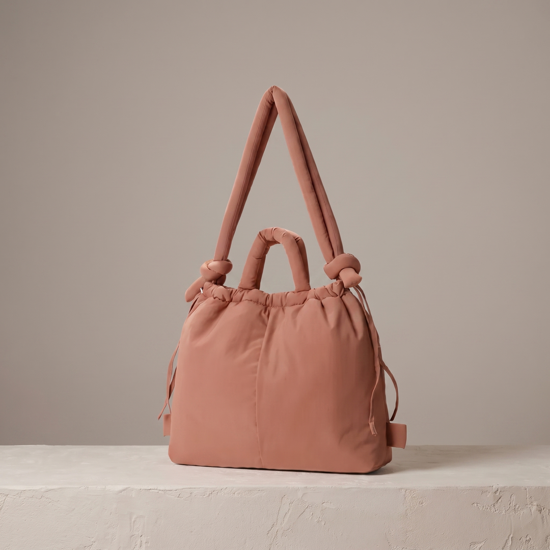 Isaure | Padded Drawstring Tote Bag for Women - front view
