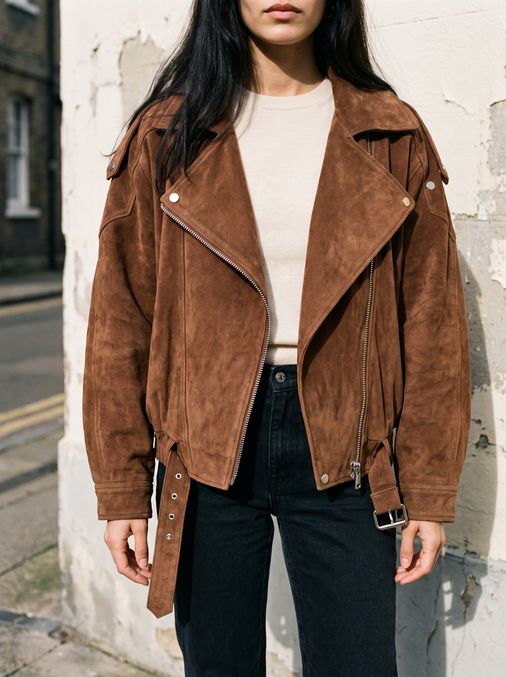 Belted Oversized Suede Jacket for women - view 1