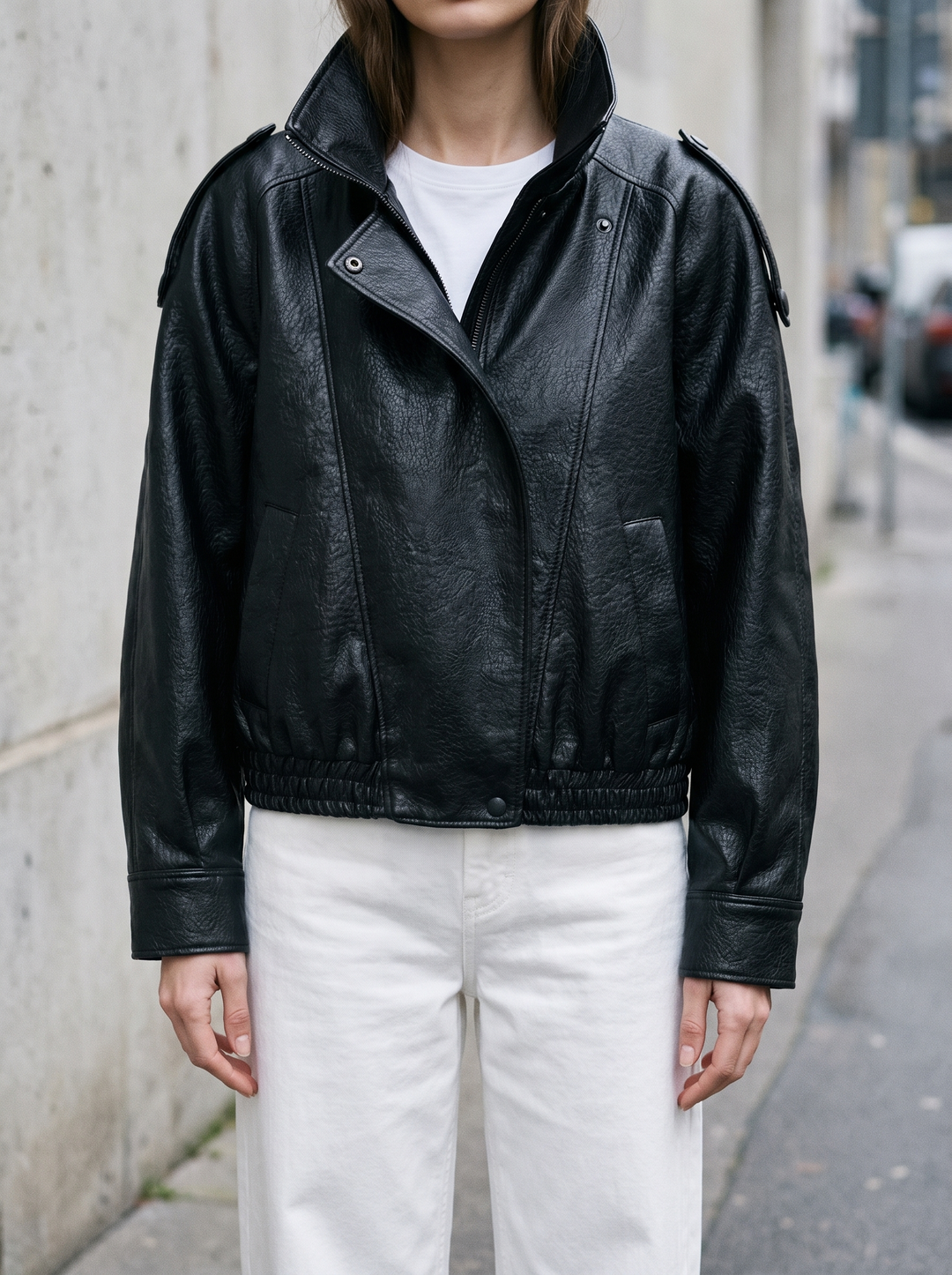 Structured Oversized Faux Leather Jacket for women - view 1