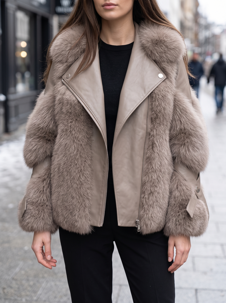 Faux Fur Oversized Leather Jacket for women - view 1