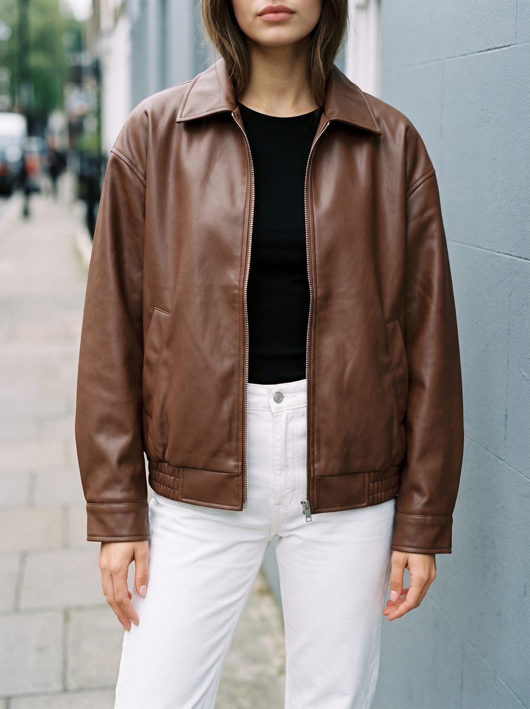 Relaxed Oversized Faux Leather Jacket for women - view 1