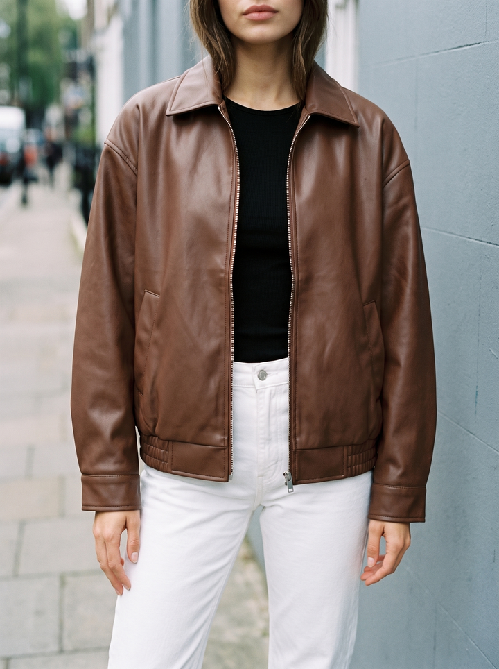 Relaxed Oversized Faux Leather Jacket for women - view 1